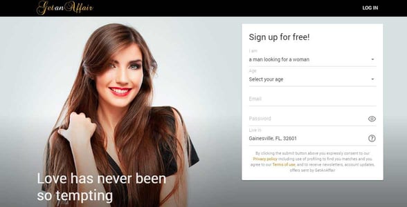 Screenshot of GetAnAffair.com