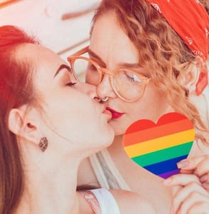 Photo of two women kissing Photo of two women kissing