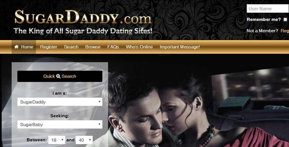 Screenshot of SugarDaddy.com