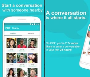 Screenshot of the POF app Screenshot of the POF app
