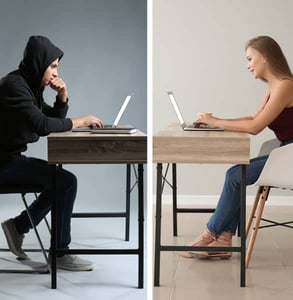Photo of a woman talking to a criminal online