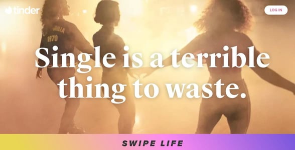 Screenshot of Tinder's homepage Screenshot of Tinder's homepage
