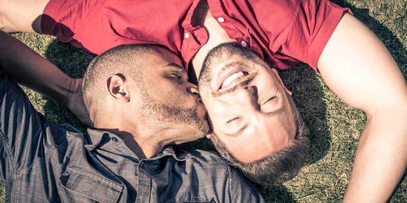 Photo of a gay couple kissing