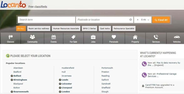 Screenshot of Locanto