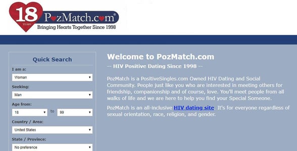 Screenshot of PozMatch.com