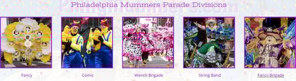 Screenshot of Mummers Parade divisions