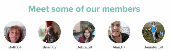 Screenshot of Dating Over 50s members