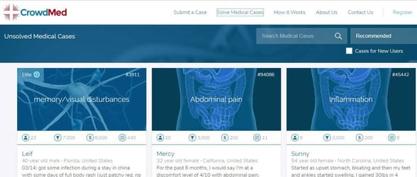 Screenshot of CrowdMed's website
