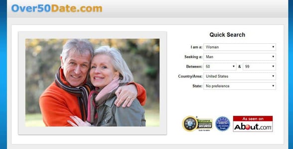 Screenshot of Over50Date.com Screenshot of Over50Date.com