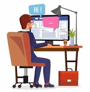 Cartoon of someone typing a message Cartoon of someone typing a message
