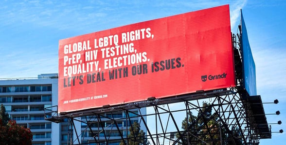 A Grindr billboard