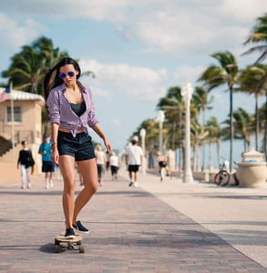 Photo of a woman on Hollywood's broadwalk