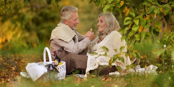 Photo of senior couple on a picnic date
