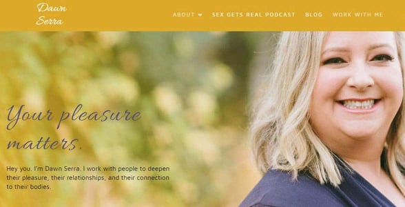Screenshot of Dawn Serra's website