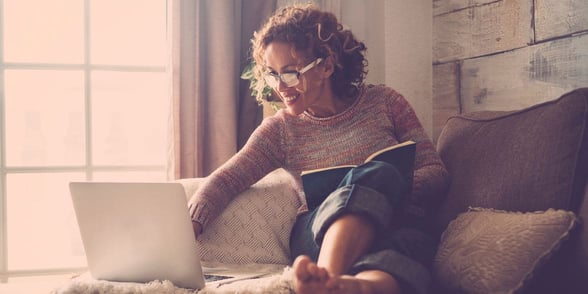 Photo of a woman on a laptop Photo of a woman on a laptop