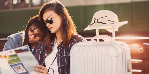 Photo of a lesbian couple on a trip Photo of a lesbian couple on a trip