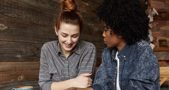 Photo of a lesbian couple talking Photo of a lesbian couple talking