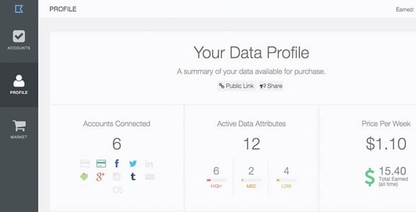 Screenshot from Datacoup