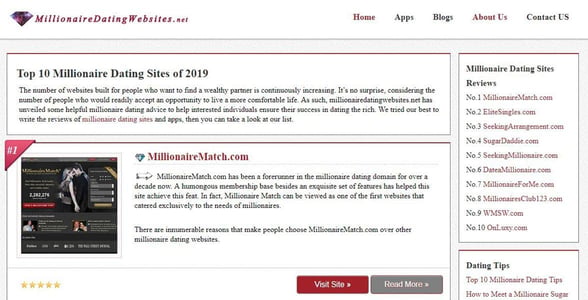 Screenshot of MillionaireDatingWebsites.net Screenshot of MillionaireDatingWebsites.net