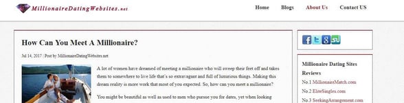 Screenshot of MillionaireDatingWebsites.net