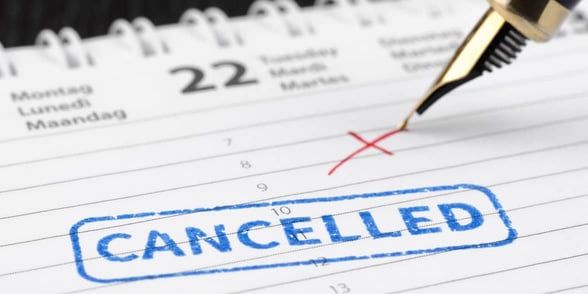 Photo of a canceled event on a calendar