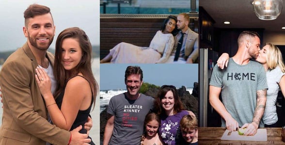 Photo collage of couples who met online