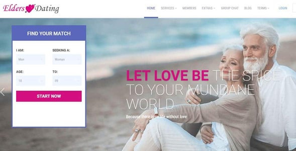Screenshot of EldersDating.com