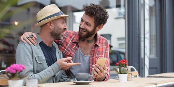 Photo of a gay couple on a date Photo of a gay couple on a date