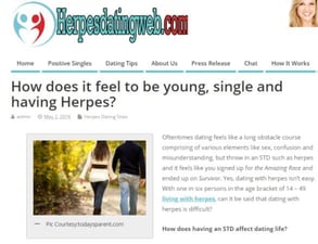 Screenshot of the HerpesDatingWeb blog