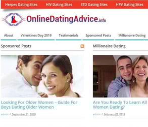 Screenshot of OnlineDatingAdvice.info