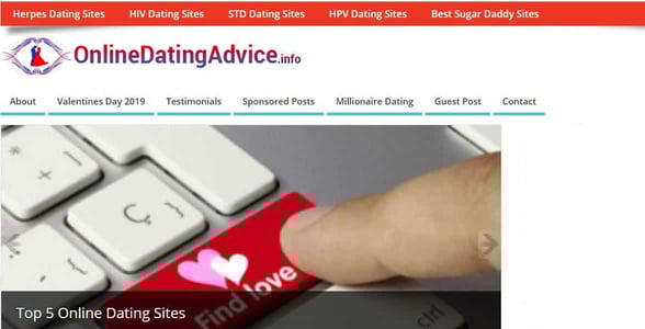 Screenshot of OnlineDatingAdvice.info