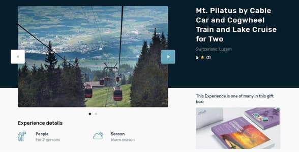 Screenshot of a Tinggly experience page