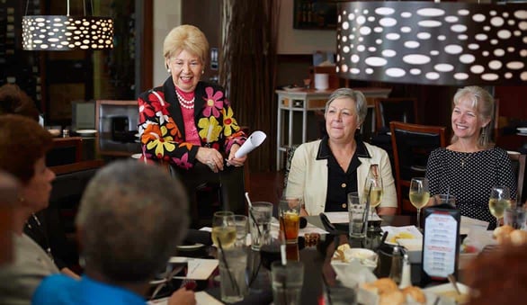 Photo of Dr. Gayle Carson in a group coaching session