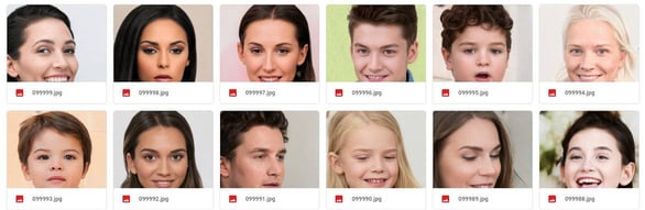 Screenshot of Generated Photos faces