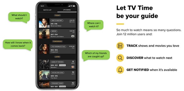Screenshot of TV Time banner