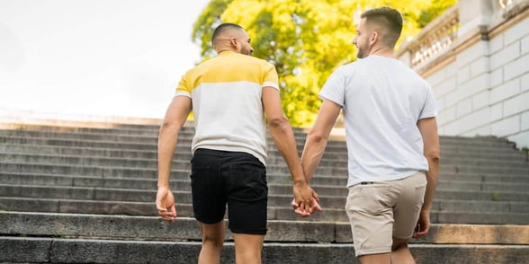 Photo of two men on a date Photo of two men on a date
