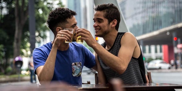 Photo of gay couple talking Photo of gay couple talking