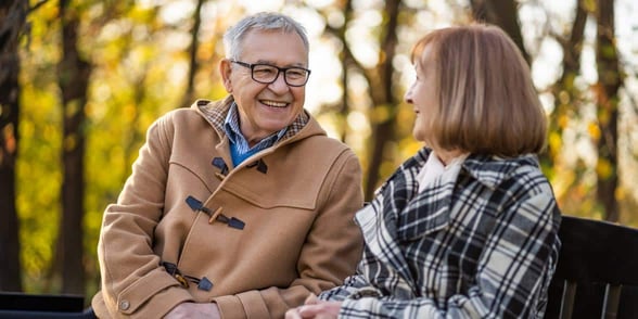 Photo of mature couple talking