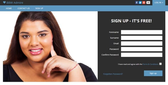 Screenshot of BBWAdmire.com Screenshot of BBWAdmire.com