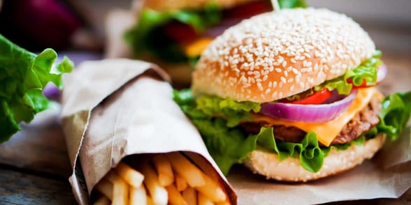 Photo of burger and fries Photo of burger and fries