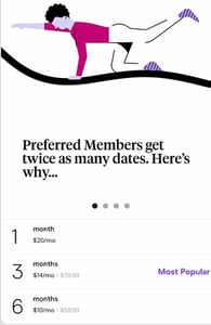 Screenshot of Hinge Preferred plans Screenshot of Hinge Preferred plans