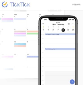 Screenshot of TickTick's calendar