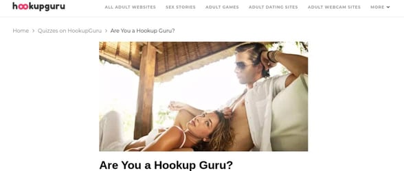 Screenshot of Hookup Guru's quizzes