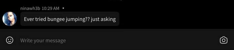 Flirt.com message about bungee jumping Flirt.com message about bungee jumping