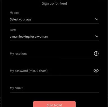 Flirt signup page Flirt signup page