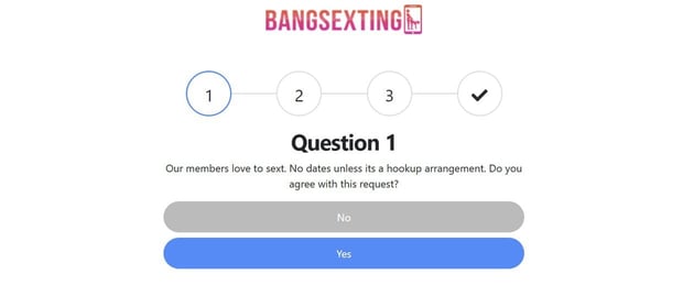 BangSexting registration page