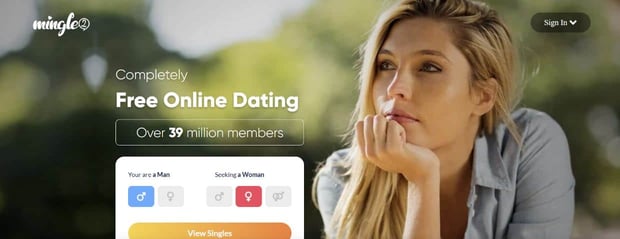 Mingle2 homepage