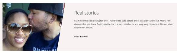 Screenshot of testimonial from SoulSingles