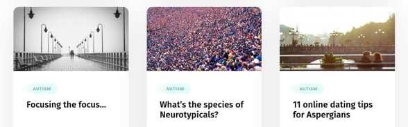 Screenshot of the Aspie Singles blog