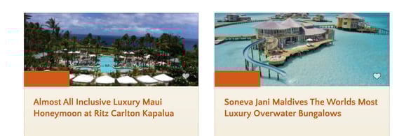 Screenshot of Unforgettable Honeymoons vacation packages